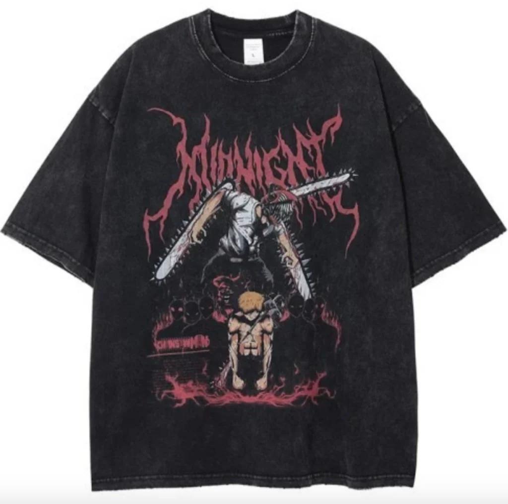 Chainsaw Man Power Blood Fiend Anime T Shirt 2026 Summer Vintage Washed Unisex Cotton Loose Fit Short Sleeve Streetwear Graphic