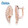 LSOOYH серьги-клипсы с крыльями цвета розового золота, модные серьги для женщин, серьги-гвоздики с полым цирконием, ювелирные изделия