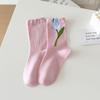5Pairs Sweet Tulip Flower Socks Thin Socks for Women Soft Mid Tube Socks  Lady