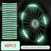 60pcs Car Tire Rim Car Stickers Bike Tire Reflective Sticker On Wheel Hub Stripes Reflective Rim Wheel Tape Wheel Rim Decal Tires Paper