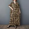 2025 Лето Женщин Плюс Размер Свободное Платье Леопардовый Принт Короткий Рукав Платье Базовое Повседневное Платье Винтаж