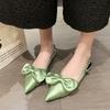 Fashion Bow Sexy Women Flats Sandals Fashion Dress Elegant Shoes New Summer 2024 Party Outdoor Pointed Flat Bottomed Sandals