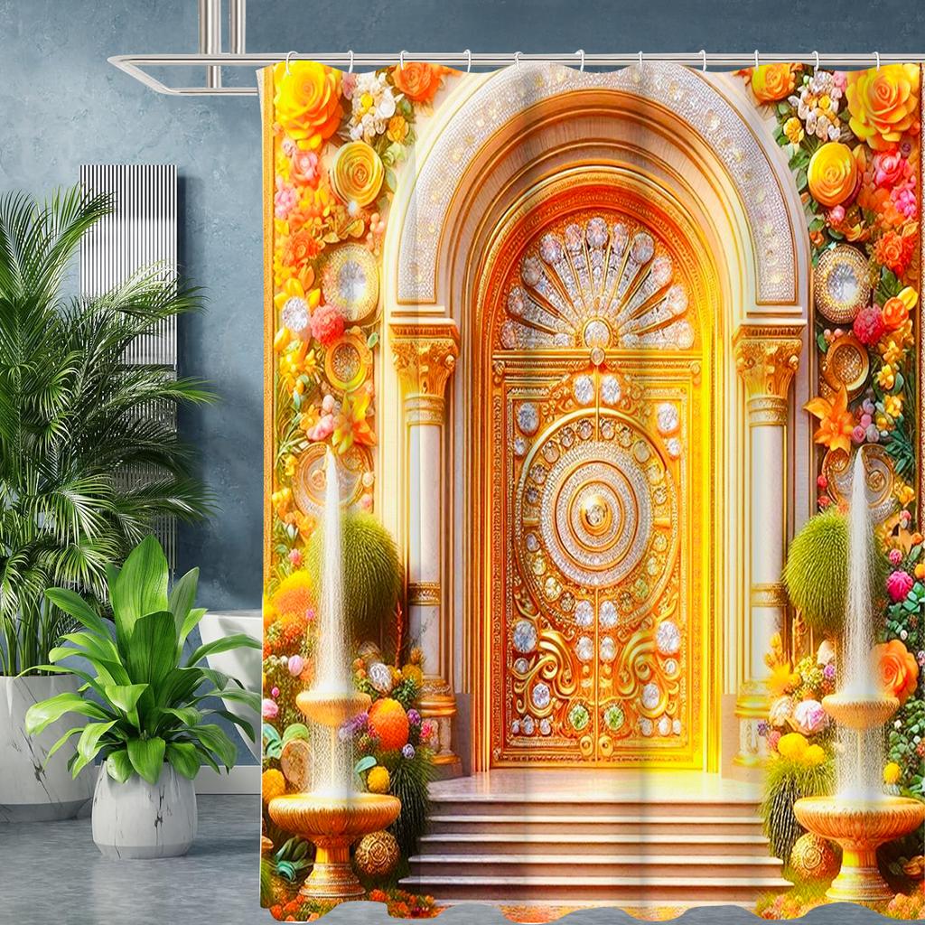 Diamond Door shower curtain, bathroom shower waterproof curtain with 12 hooks, fish shaped home decoration, free delivery