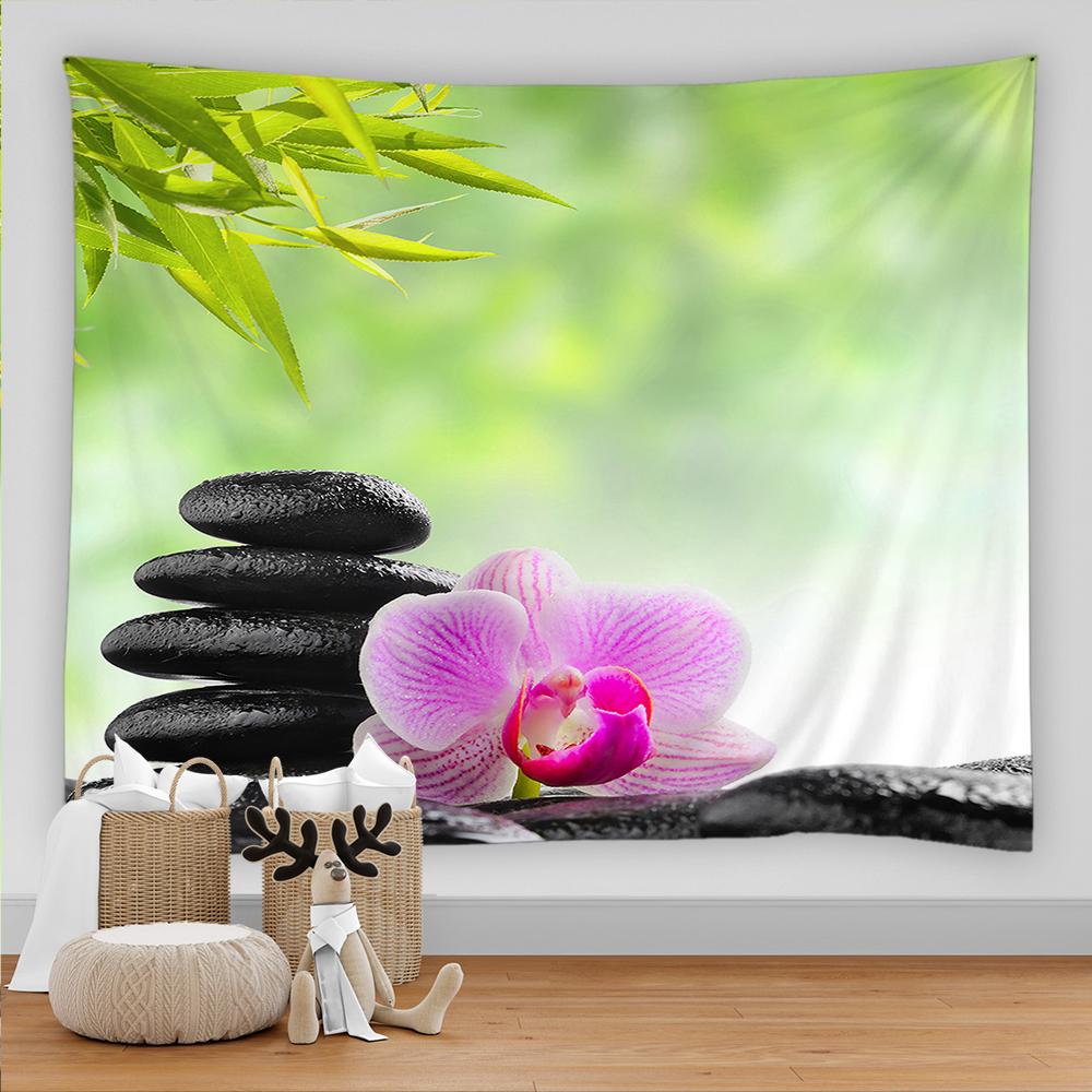 3D Printing Zen Stone Tapestry Butterfly Orchid Landscape Living Room Wall Canvas Kawaii Home Art Aesthetic Room Decor Blanket