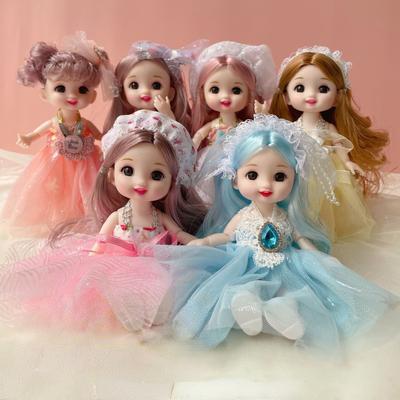 17CM Mini Movable Doll Girls Toy 3D Big Eyes BJD Princess Full Outfits Dresses Collection Childrens Doll Gift