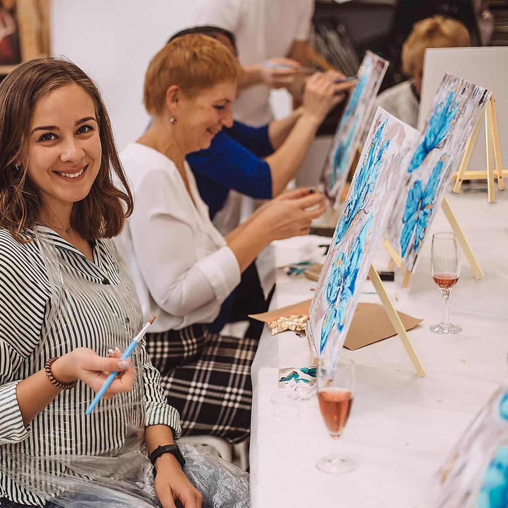 4PCS 9 Inch Wood Easels, Tripod, Painting Party Easel, Kids Student Tabletop Easels for Painting, Easel Stand for Painting Canvases, Portable Canvas