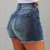 Women Shorts Vintage High Waist Distressed Denim Shorts with Butt-lifted Design Side Pockets for Women Retro Washed Party Pants