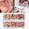 monja 6 сеток/коробка, блестящие 3D украшения для дизайна ногтей, цветы, бабочки, сердце, кролик, хлопья, пайетки, аксессуары для маникюра с блестками