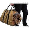 Heavy Duty Firewood Carrier For Logs With Sturdy Handles And Waxed Canvas