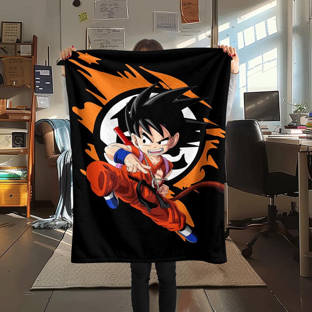Фланелевое одеяло с принтом персонажей Dragon Ball, Высококачественное, Удобное для всех сезонов, Декор для дома, Тепло и уют, Идеально для рождественских подарков