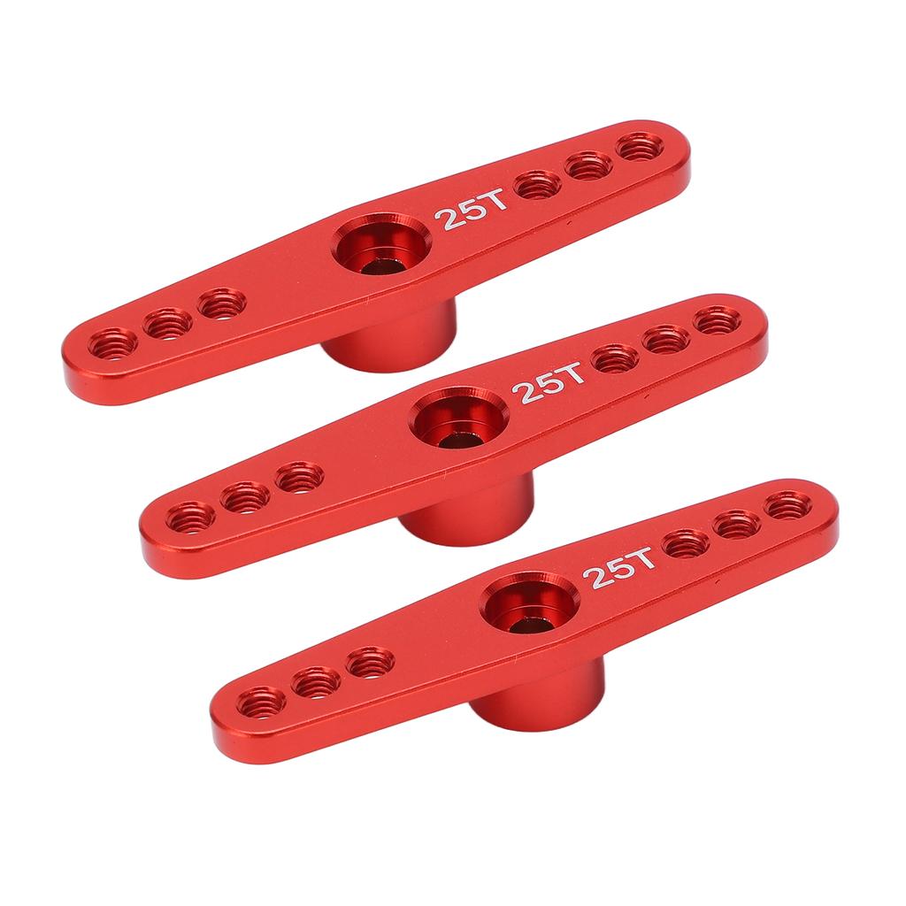3Pcs 25T Aluminum Alloy RC Servo Arm Horn Long Type for 1 10 Remote Control Car Upgrade PartRed