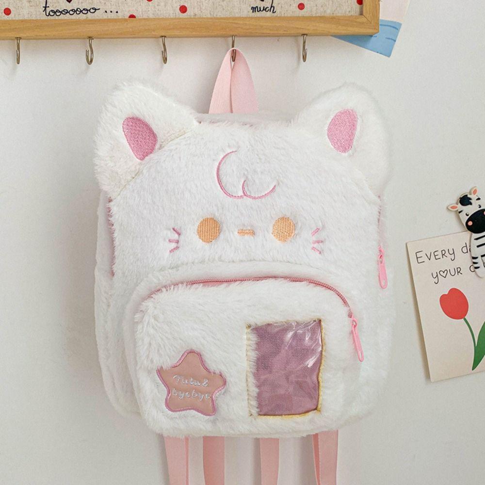 Rabbit Cute Cat Backpack Preppy Style Plush Shoulder Bag Sweet Idol Photocard Pouch Itabag Outdoor
