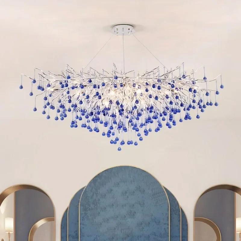 Горячие продажи Роскошная хромированная люстра - Дизайн 'Розовая хрустальная капля воды' для потолка гостиной, Элегантное внутреннее декоративное освещение