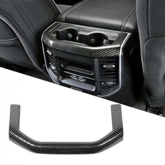 For 2019-2022 Dodge RAM 3500 Carbon Fiber Rear Cup Holder Panel Trim Cover Decor