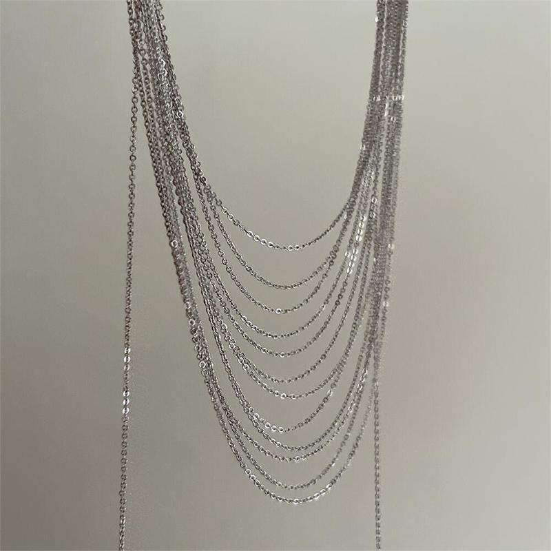 Многослойное ожерелье с кисточками, легкая роскошная серебряная цепочка на ключицу из сплава для женщин, модный подарок в виде ювелирного изделия