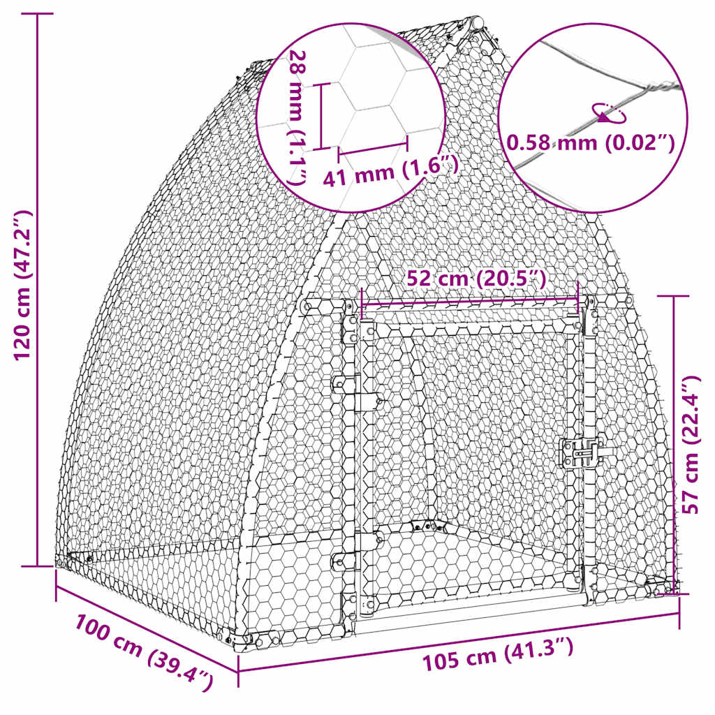 Chicken Coop Silver 100 x 105 x 120 cm Galvanized Steel