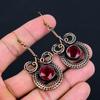 Lab-Created Ruby Gemstone Handmade Pure Copper Wire Wrapped Earrings Jewelry