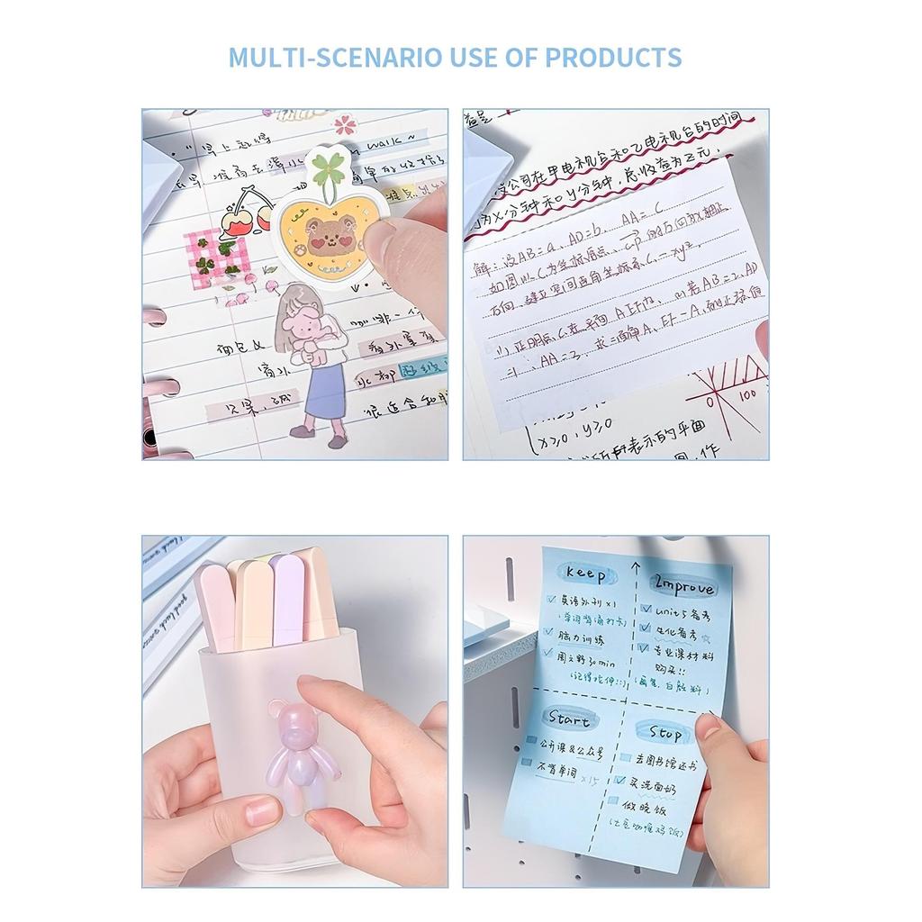 4/5 шт. Клейкая лента градиентного цвета, ручка-роллер для двусторонней клейкой ленты, для заметок, дневника, рукоделия