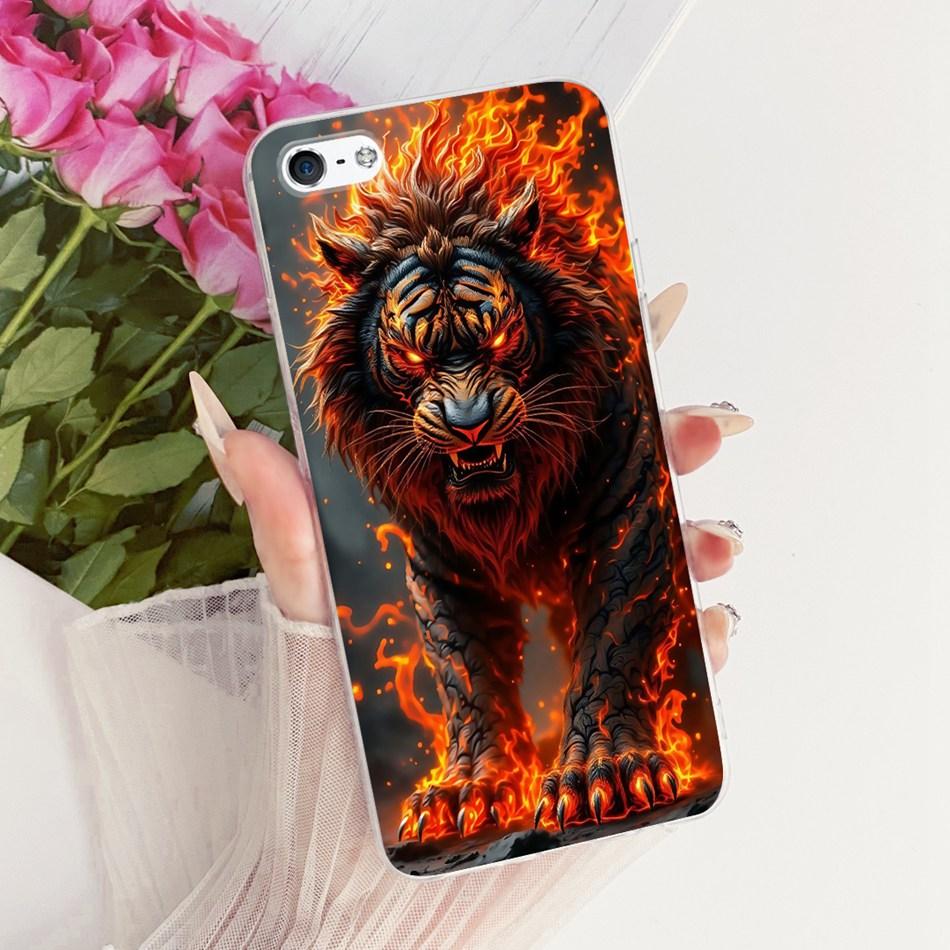 Для iPhone 5 5 SE (2016) 4 4s Крутой чехол для телефона с узором Дракон и Тигр Для iPhone5 iPhone4 Мягкие силиконовые TPU чехлы