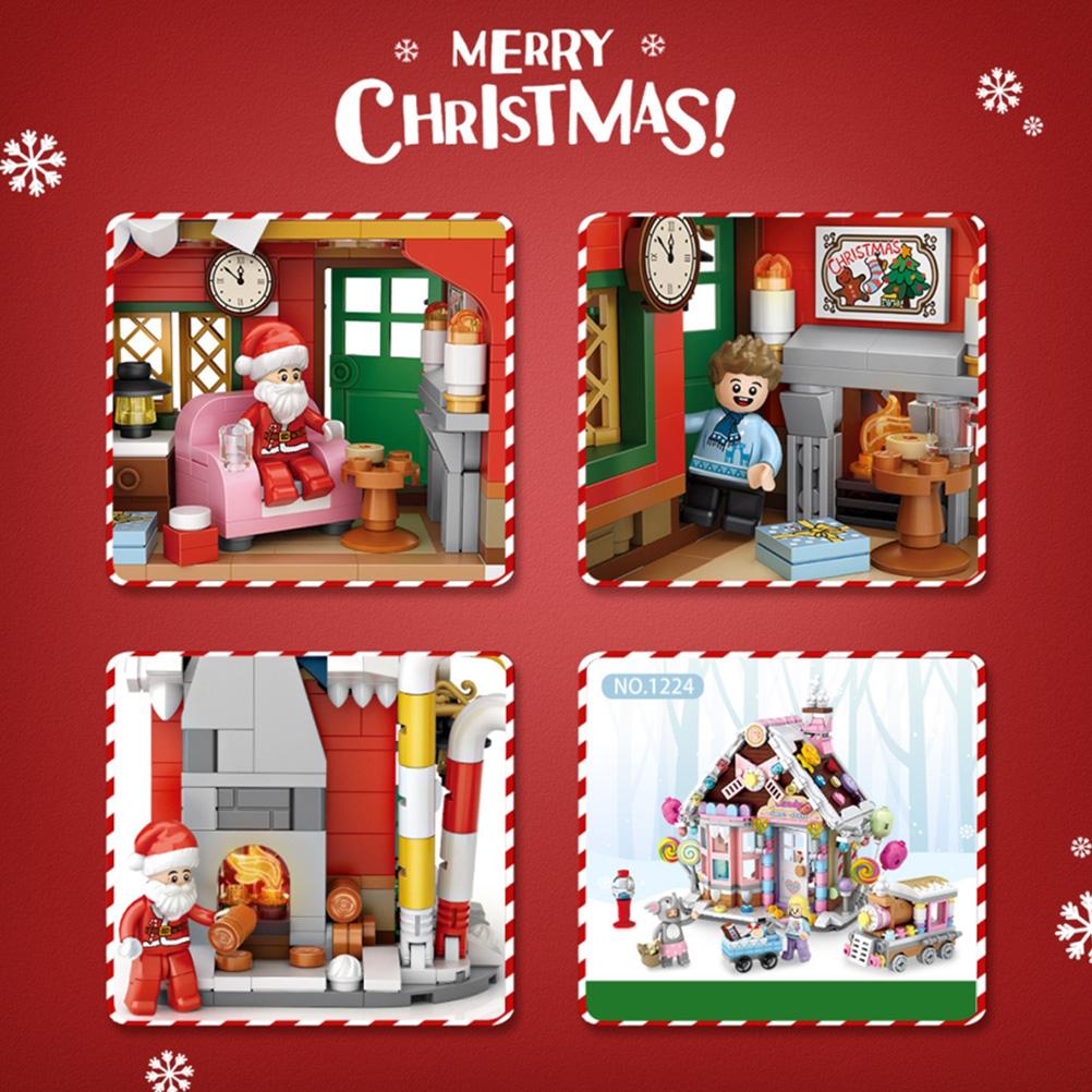 Christmas House Tree Santa Claus Snowman Mini Building Block Children"s Educational Toys Christmas