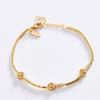 Fashionable Lady's Premium Luxury Gold Crystal Pearl Zirconia Thin Bracelet, Looping Stainless Steel Bracelet, Factory