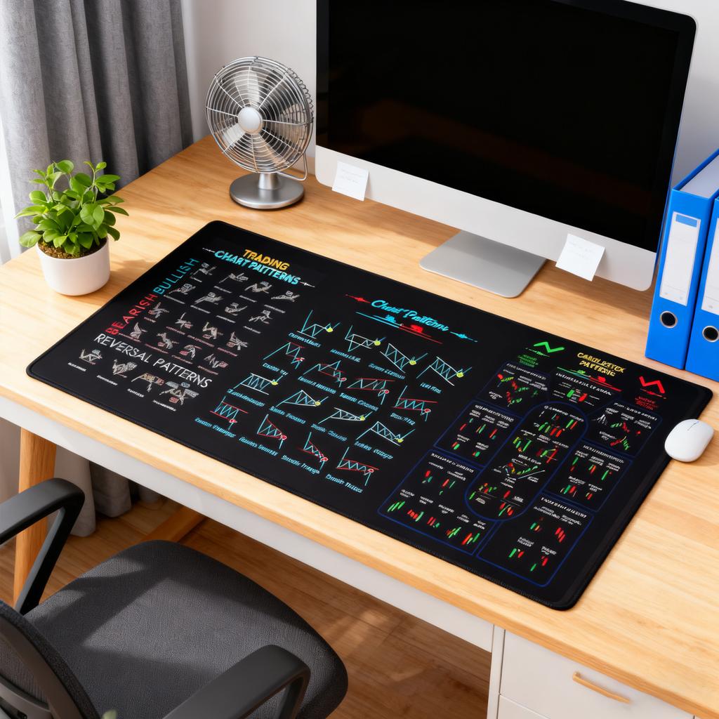 Stock Market Mouse Pad, High-quality Desk Mat Featuring Chart Patterns And Candlestick Charts