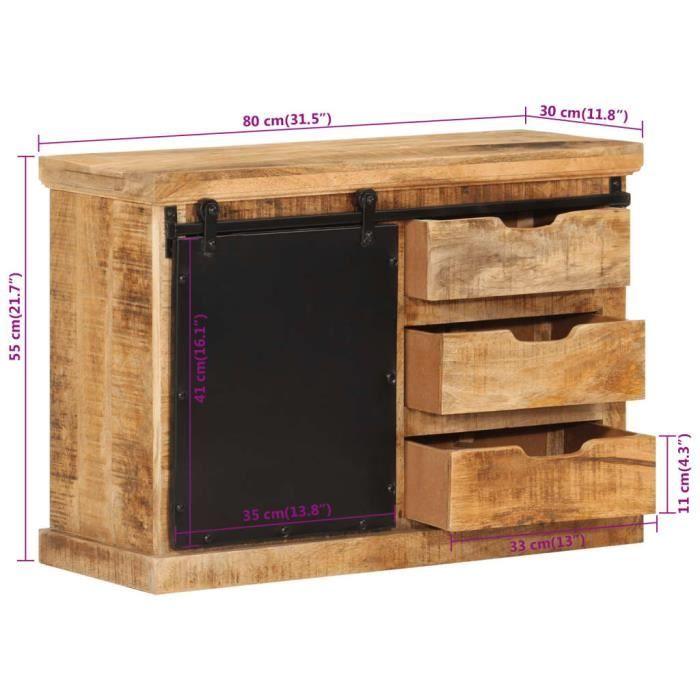 VidaXL Buffet 80x30x55 Cm Solid Raw Mango Wood 355844