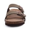 Fashion Comwarm Men's Cork Footbed Slides Sandals Arch Support Summer Outdoor Sandals with Adjustable Buckle Leisure Men Leather Slides