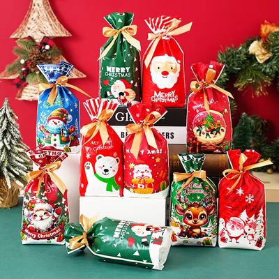 50 шт. Рождественские пакеты для конфет, пакет для упаковки печенья Санты, домашний подарок, украшение для новогодних рождественских подарков