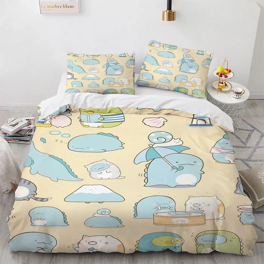 3D-печатный мультяшный пододеяльник Sumikko Gurashi с рисунком аниме Kawaii Комплект постельного белья Double Twin Full Queen King Взрослый Детский пододеяльник