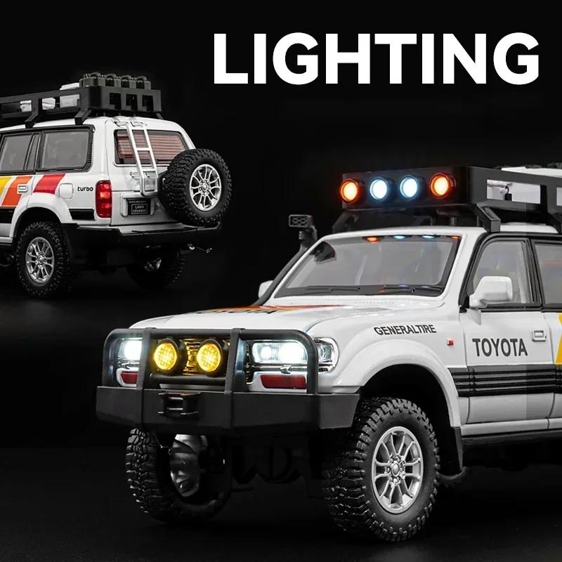 Toyota Land Cruiser LC80 Внедорожник Моделирование Литые игрушечные машинки Звуки и Свет Инерционный автомобиль 1:Модель коллекции 24 сплава