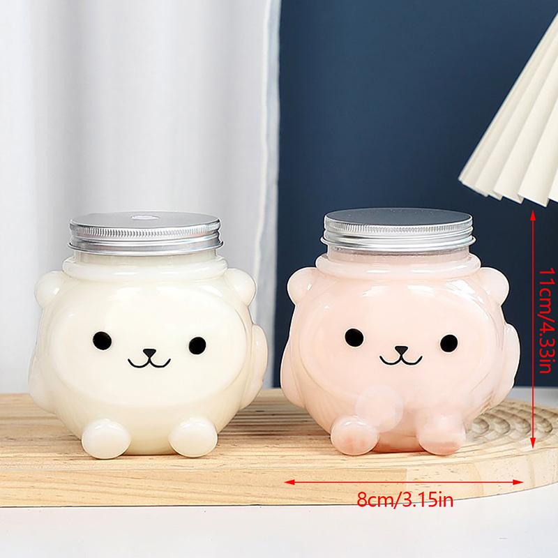 Бутылки для молочного чая, сока, напитков, ПЭТ-бутылки для воды, бутылки с мультяшным медведем, одноразовые бутылки для кофе на вынос с крышками, 500 мл