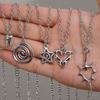 Gothic Charm Heart Teeth Pendant Silver Color Punk Necklace Sweet Cool Y2K Necklace  Women Men
