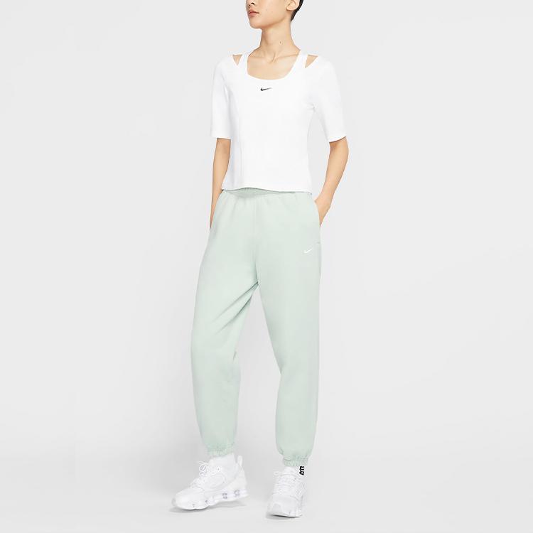 Nike Logo Fleece Cuffed Casual Sports Pants Women Pants Frosted-Light-Green DA2255-321