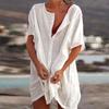 Cotton Women's Vintage Dress White Oversize Casual Beach Mini Dresses 2025 Summer Maxi Dress Robe De Soirée Orange Vestidos