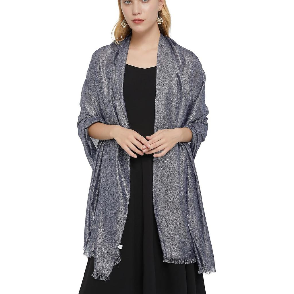 Women's Sparkling Metallic Evening Shawl Lightweight Shawl Extra Large Dressy Shawls and Wraps for Party