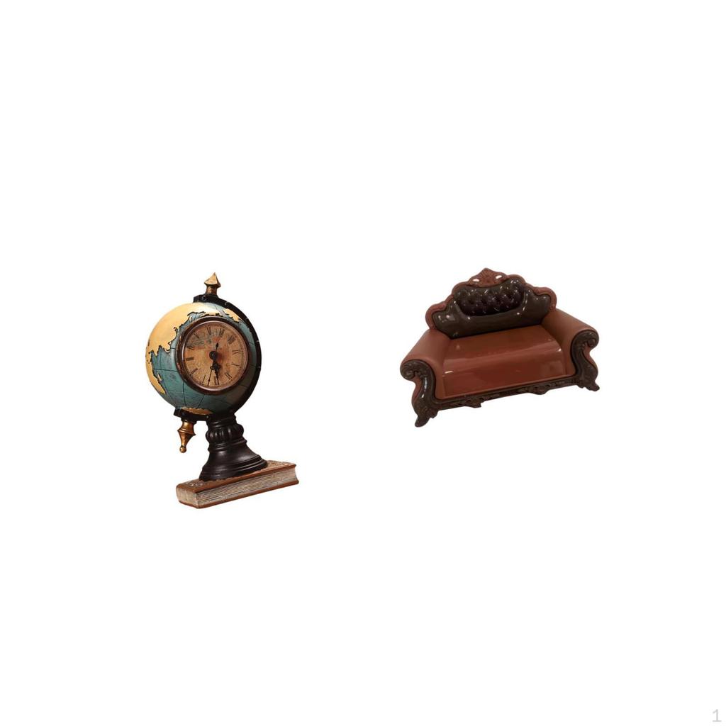 Фигурка Настольные Часы Арт Craft Украшение для Офисной Полки Спальни Шкафа с Миниатюрным Диваном