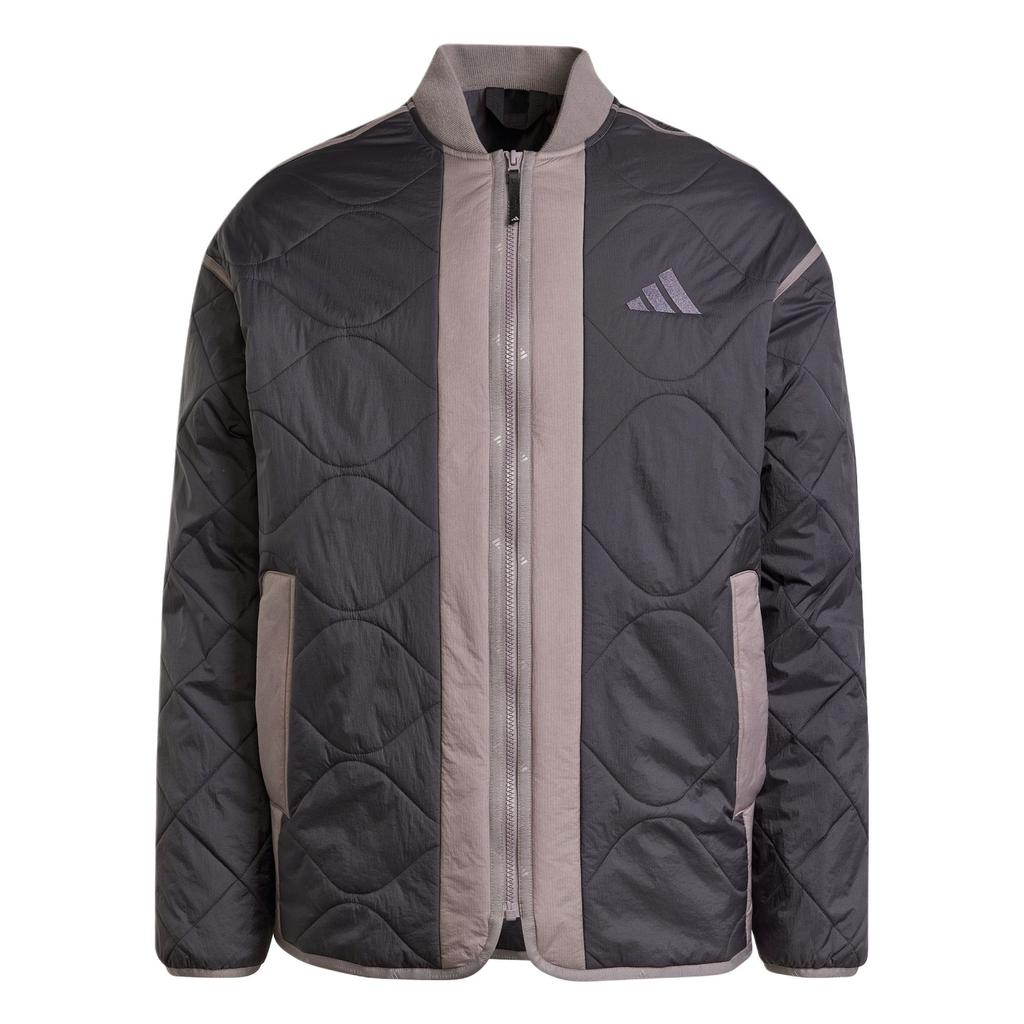 adidas Легкая стеганая спортивная повседневная куртка из хлопка с цветными блоками, удобная, теплая, унисекс, черная, угольно-черная JG5936