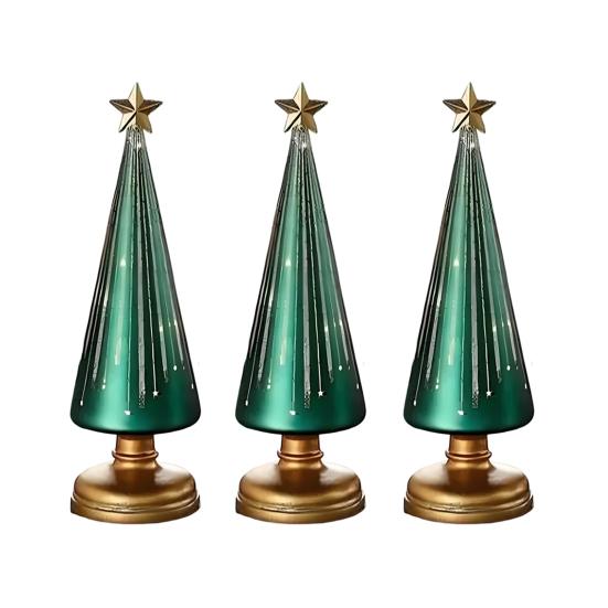 1/3Pcs Christmas Tree Decor with LED Light Built-in Timer Gradient Xmas Tree Sculptures Festive Home Decor