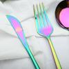 4 шт./компл. Радужный набор столовой посуды из нержавеющей стали, разноцветные столовые приборы, обеденный набор, нож, вилка, ложка, столовое серебро, столовые приборы, набор посуды