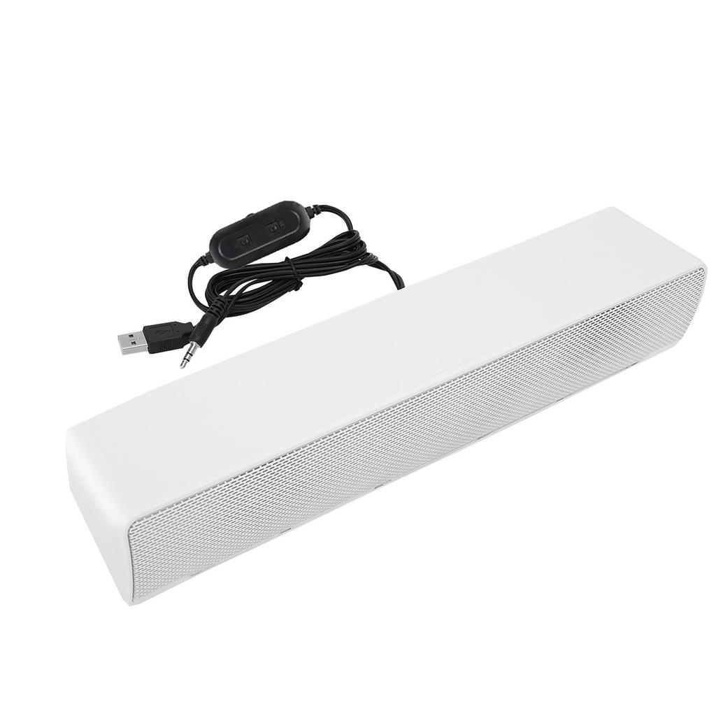 USB Wired Stereo Soundbar Music Player Bass Surround Sound Box 3.5mm Input for PC Cellphones