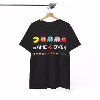 Игровой конец Pacman Футболка Ретро Аркадные Игры Графика Унисекс Плотный Хлопок Футболка Унисекс