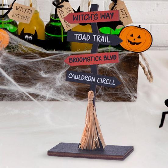 Хэллоуин Деревянная табличка Привидение Милое привидение Ведьма Тыква Многоярусное украшение для подноса для дома Полка Каминная полка Столешница Декор подоконника