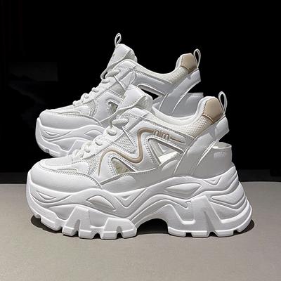 Беатабельные сетчатые кроссовки на платформе для женщин, вулканизированная обувь на массивной подошве, женская нескользящая женская спортивная обувь на шнуровке