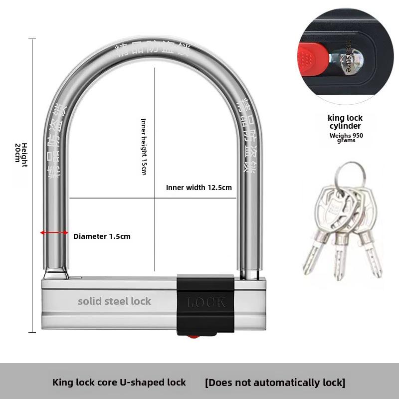 U-Shaped Anti-Theft Waterproof Lock for Bicycles, Electric Vehicles, and Motorcycles