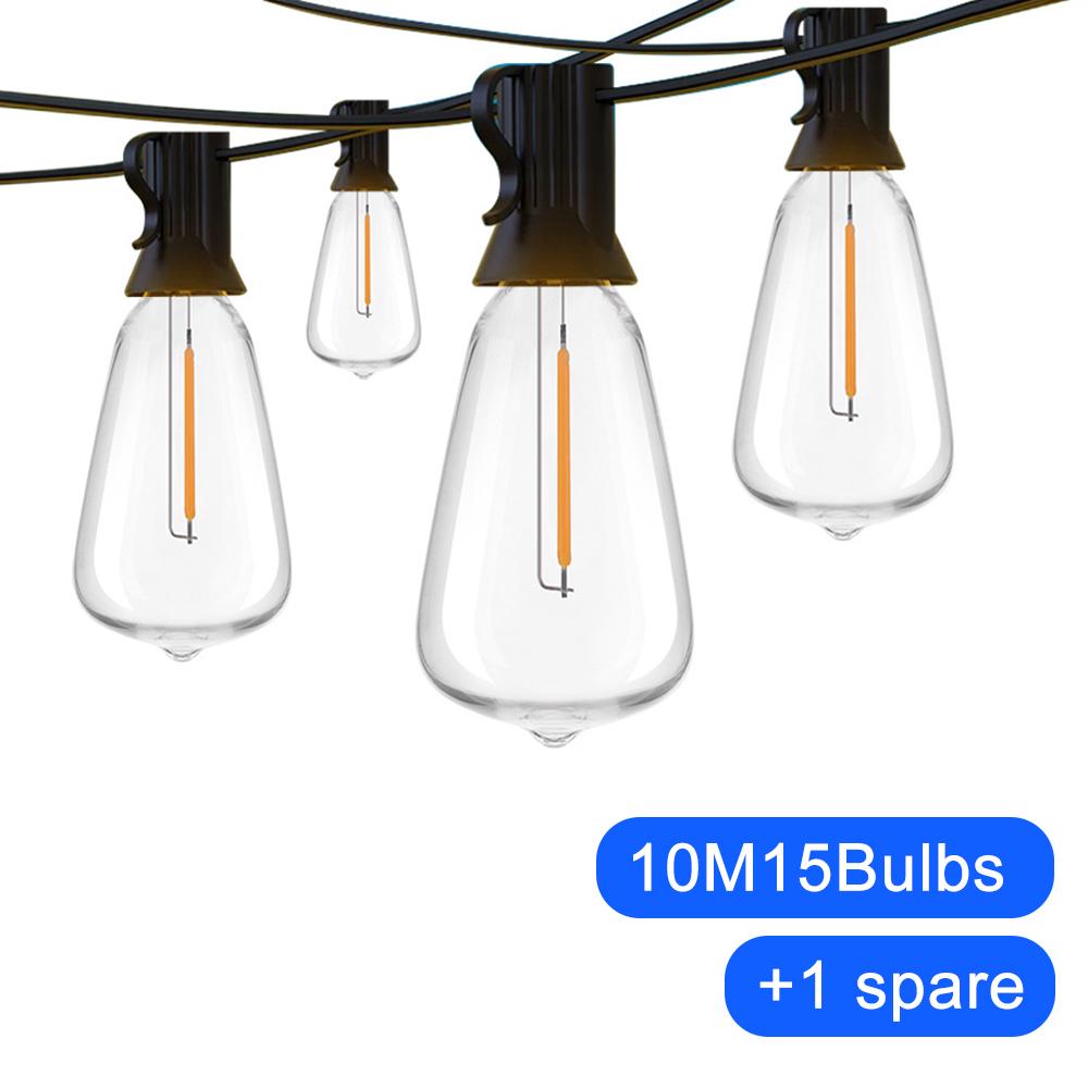 Outdoor String Lights Waterproof  Outside Patio Lights Dimmable ST38 Shatterproof Hanging Light For Bistro Porch Deck Backyard