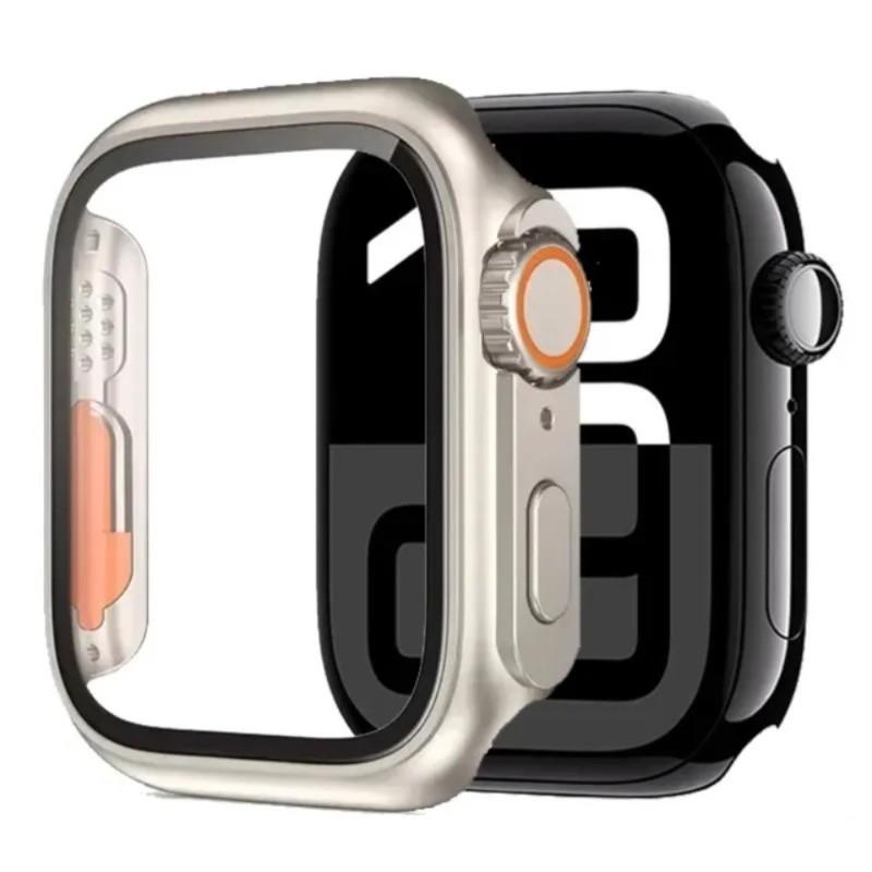 Glass+ Shell for Apple Watch 11 10 46/42mm 9 8 7 45/41mm Screen Protector Change To Ultra IWatch 6 5 4 SE 44/40mm Bumper Cover