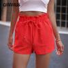 Женские шорты, летние повседневные шорты с наклонной талией и карманами