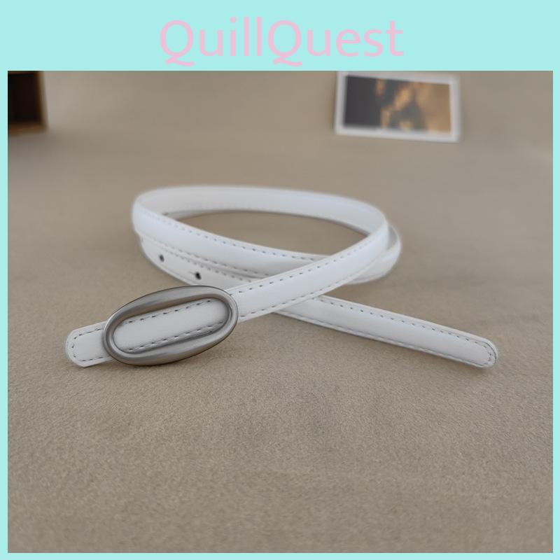Leather Womens Skinny Belt With Alloy Buckle For Office Wear