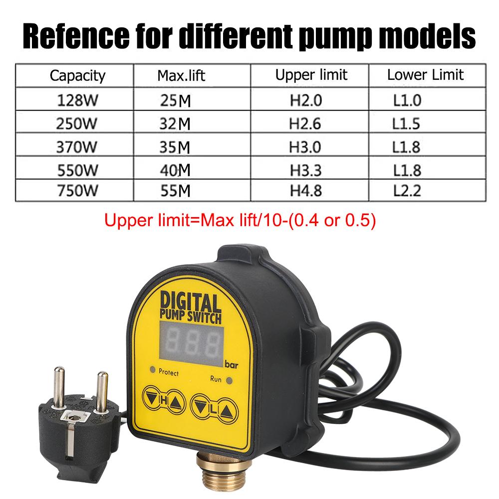 220V Digital Automatic Air Pump Pressure Controller Switch Digital Display 0-10 Bar 1/2'' Interface For Water Pump On/OFF Water Oil Compressor
